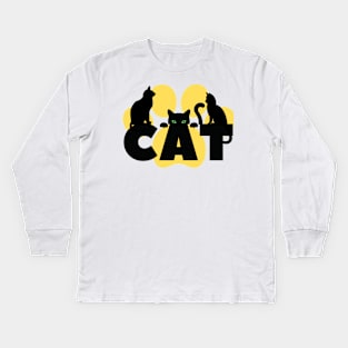 black cat Kids Long Sleeve T-Shirt